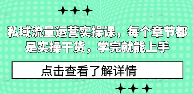 私域流量运营实操课,每个章节都是实操干货,学完就能上手-吾爱网创