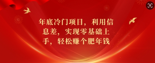 年底冷门项目，利用信息差，实现零基础上手，轻松赚个肥年钱【揭秘】-吾爱网创