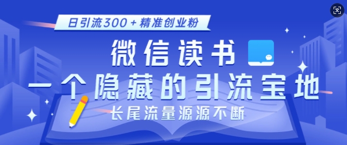 微信读书，一个隐藏的引流宝地，不为人知的小众打法，日引流300+精准创业粉，长尾流量源源不断-吾爱网创