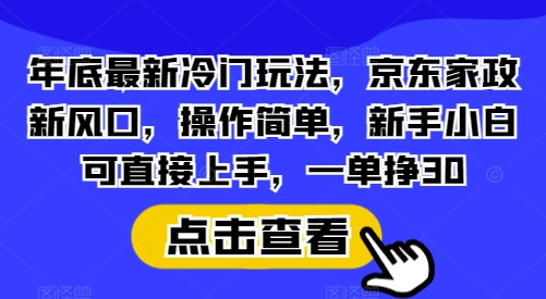 年底最新冷门玩法,京东家政新风口,操作简单,新手小白可直接上手,一单挣30【揭秘】-吾爱网创