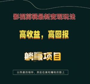 影视剪辑最新变现玩法,高收益,高回报,躺Z项目【揭秘】-吾爱网创