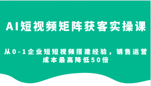 AI短视频矩阵获客实操课，从0-1企业短短视频搭建经验，销售运营成本最高降低50倍-吾爱网创