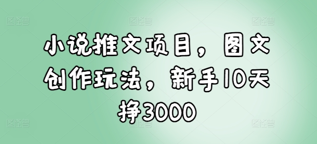 小说推文项目，图文创作玩法，新手10天挣3000-吾爱网创