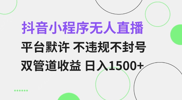 抖音小程序无人直播 平台默许 不违规不封号 双管道收益 日入多张 小白也能轻松操作【仅揭秘】-吾爱网创