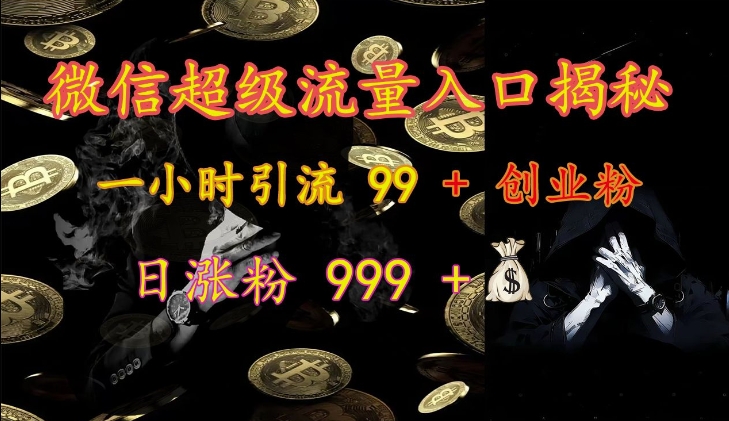 微信超级流量入口揭秘：一小时引流 99 + 创业粉，日涨粉 999 +-吾爱网创