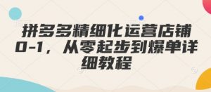 拼多多精细化运营店铺0-1，从零起步到爆单详细教程-吾爱网创