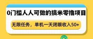 0门槛人人可做的搞米零撸项目，无限任务，单机一天闭眼收入50+-吾爱网创