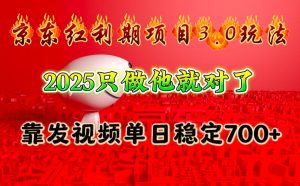 京东红利项目3.0玩法,2025只做他就对了,靠发视频单日稳定700+-吾爱网创