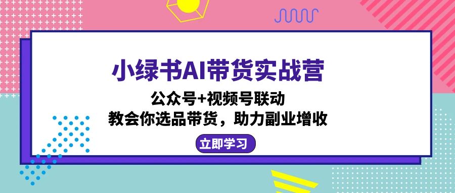 小绿书AI带货实战营：公众号+视频号联动，教会你选品带货，助力副业增收-吾爱网创