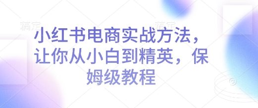小红书电商实战方法,让你从小白到精英,保姆级教程-吾爱网创