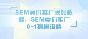 SEM竞价推广视频教程，SEM竞价推广0-1搭建流程-吾爱网创