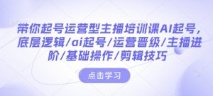 带你起号运营型主播培训课AI起号，底层逻辑/ai起号/运营晋级/主播进阶/基础操作/剪辑技巧-吾爱网创