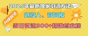 2025年最新独家引流方法,低投入高回报?当日引流300+精准创业粉-吾爱网创
