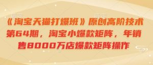 《淘宝天猫打爆班》原创高阶技术第64期,淘宝小爆款矩阵,年销售8000万店爆款矩阵操作-吾爱网创
