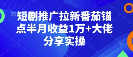 短剧推广拉新番茄锚点半月收益1万+大佬分享实操-吾爱网创