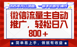 微信流量主自动推广，轻松日入800+，简单易上手，做就有收益。-吾爱网创