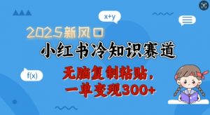 2025新风口，小红书冷知识赛道，无脑复制粘贴，一单变现300+-吾爱网创