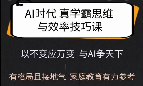 Ai时代真学霸思维与学习方法课，有格局且接地气，家庭教育有力参考-吾爱网创