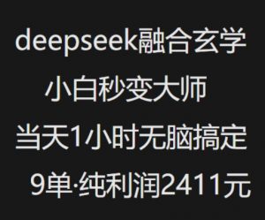 抖音小红书deepseek融合玄学,纯小白秒变大师,当天1小时无脑搞定9单,纯利润上千-吾爱网创