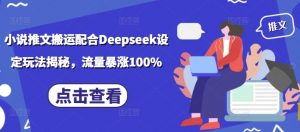 小说推文搬运配合Deepseek设定玩法揭秘，流量暴涨100%-吾爱网创