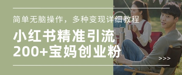 小红书混剪日引200+宝妈创业粉，简单无脑操作，多种变现详细教程-吾爱网创