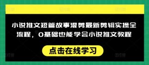 小说推文短篇故事混剪最新剪辑实操全流程，0基础也能学会小说推文教程，肯干多发日入多张-吾爱网创