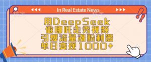 用DeepSeek做哪吒走秀视频,引爆流量涨粉利器,单日变现1k-吾爱网创