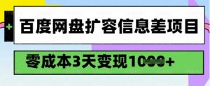 百度网盘扩容信息差项目，零成本，3天变现1k，详细实操流程-吾爱网创