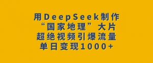 用DeepSeek制作“国家地理”大片，超绝视频引爆流量，单日变现多张-吾爱网创