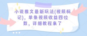 小说推文最新玩法(视频标记),单条视频收益四位数,详细教程来了-吾爱网创