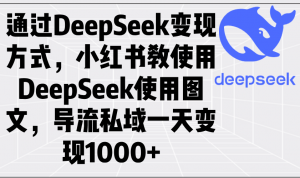 通过DeepSeek变现方式,小红书教使用DeepSeek图文,导流私域一天变现1000+-吾爱网创