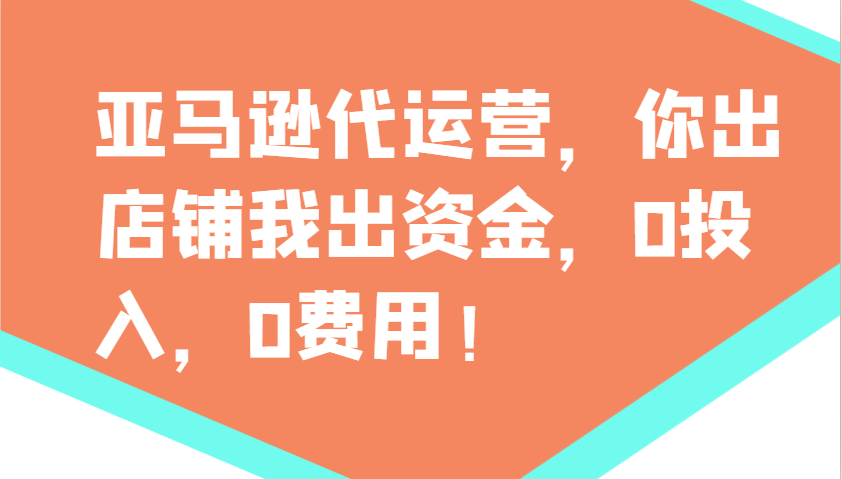 亚马逊代运营，你出店铺我出资金，0投入，0费用，无责任每天300分红，赢亏我承担-吾爱网创