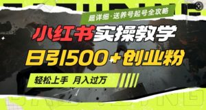 2月小红书最新日引500+创业粉实操教学【超详细】小白轻松上手，月入1W+，附小红书养号起号SOP-吾爱网创