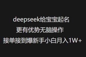 deepseek给宝宝起名更有优势无脑操作接单接到爆新手小白月入1W+-吾爱网创