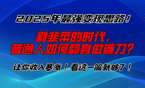 2025年最强变现思路,割韭菜的时代, 普通人如何翻身做镰刀?【揭秘】-吾爱网创