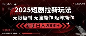 2025短剧拉新玩法，无需注册登录，无限0撸，无脑批量操作日入2000+-吾爱网创