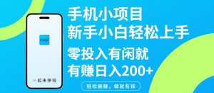 手机小项目新手小白轻松上手零投入有闲就有赚日入200+-吾爱网创