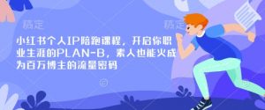 小红书个人IP陪跑课程,开启你职业生涯的PLAN-B,素人也能火成为百万博主的流量密码-吾爱网创