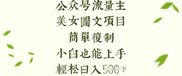 流量主长期收益项目，美女图片简单复制，小白也能上手，轻松日入5张-吾爱网创