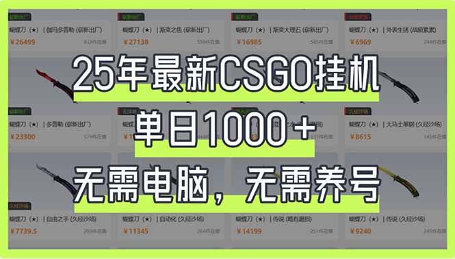 25年最新CSGO挂机系统，单日1000+，无需电脑，无需养号，0基础可上手-吾爱网创