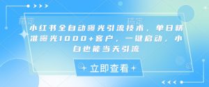 小红书全自动曝光引流技术,单日精准曝光1000+客户,一键启动,小白也能当天引流【揭秘】-吾爱网创