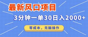最新短剧项目操作，3分钟一单30。日入2000左右，零成本，无脑操作。-吾爱网创