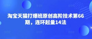 淘宝天猫打爆班原创高阶技术第66期，连环起量14法-吾爱网创