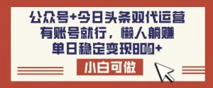 公众号+今日头条双代运营,有账号就行,单日稳定变现8张【揭秘】-吾爱网创