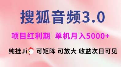 搜狐音频挂ji3.0.可矩阵可放大,独家技术,稳定月入5000+【揭秘】-吾爱网创