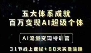 五大体系成就百万变现AI超级个体- AI流量变现特训营，一步一步教你一个人怎么年入百W-吾爱网创