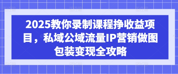 2025教你录制课程挣收益项目，私域公域流量IP营销做图包装变现全攻略-吾爱网创