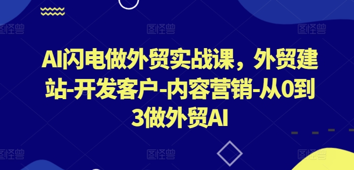 AI闪电做外贸实战课,外贸建站-开发客户-内容营销-从0到3做外贸AI(更新)-吾爱网创