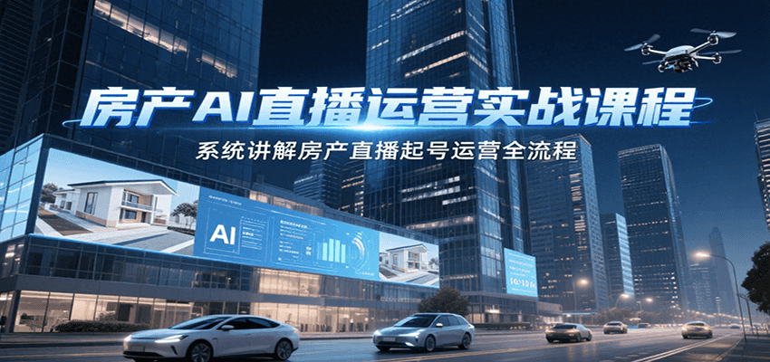 房产AI直播运营实战课程，系统讲解房产直播起号运营全流程-吾爱网创