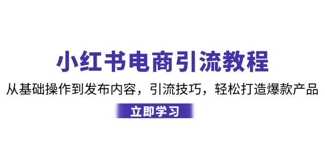 小红书电商引流教程：从基础操作到发布内容，引流技巧，轻松打造爆款产品-吾爱网创